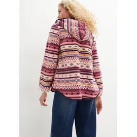 bonprix Kapuzen-Fleecejacke mit Norweger-Muster Weiß S