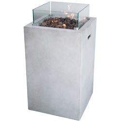 Sunred Feuerstelle VIGAN, Stahl/ Glas, 50 x 50 x 94 cm, grau