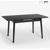 Ahd Amazing Home Design - Ausziehbarer Holztisch 110-140x75cm Küche, Glas Weiß Schwarz Pixam - Schwarz