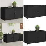 Gartenschrank Schwarz 110x55x60,5 cm Poly Rattan - Outdoor-Schrank - Gartenschrank - Stauraum - Gartenorganisation - Wetterfest - Home & Living
