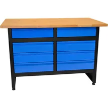 Güde Werkbank Massivholz/Metall 120x60 cm blau/schwarz unbestückt