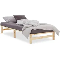 Homestyle4u Holzbett Braun, Holz, Kiefer, 100x200 cm, Schlafzimmer, Betten