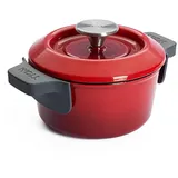 WOLL Iron Gusseisen Topf mit Deckel und Silikongriffen - Induktiv -, Ø 16 cm - Brotbacktopf - Schmortopf - Geeignet für alle Herdarten, Eisenguss, backofenfest bis zu 250°, rot