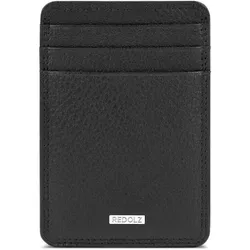 Redolz Leather Essentials Kreditkartenetui RFID Leder 7 cm mit Geldscheinklammer black Schwarz Herren 