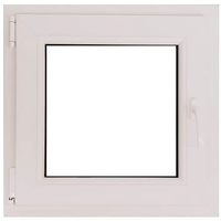 ECOPROF Kellerfenster | Langlebiges Kunststoff-Fenster | Maße 60x60 cm (600x600 mm) | Dreh-Kipp Fenster DIN Links | Farbe: Weiss | 70mm Profil