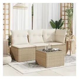 vidaXL Gartentisch mit Glasplatte 72,4 x 57,3 x 37 cm Beige