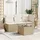 vidaXL Gartentisch mit Glasplatte 72,4 x 57,3 x 37 cm Beige