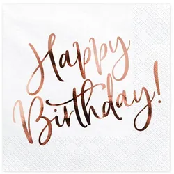 20 Servietten roségold Happy Birthday