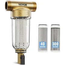 Vevor Spin-down-filter, 40 Mikron + 30 Mikron Feinfiltration, Sedimentfilter Für Das Ganze Haus Für Brunnenwasser, 3/4 Zoll Gf + 1 Zoll Gm, 4 T Pro Std. Hohe Durchflussrate, Für Wasserfiltersysteme