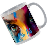Crealuxe Kaffeetasse - Fototasse - Tasse mit Foto - Spruchtasse, Bürotasse, bedruckte Keramiktasse, Hochwertige Kaffeetasse, Tasse personalisiert mit Name/Spruch (Grau)