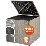 CASARIA Casaria® Auflagenbox Kissenbox Gartentruhe 318 L Beige-Grau
