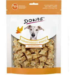 DOKAS Würfel & Kokosöl 150 Gramm Hundesnacks Hühnerbrust mit Süßkartoffel, Leinsamen 8 x 150 Gramm