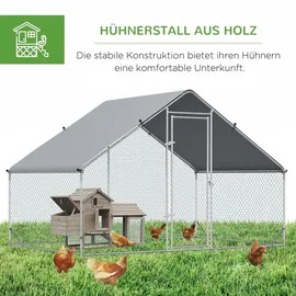 PawHut Hühnerstall 300 x 200 x 200 cm grau/silber