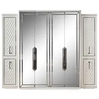 Casa Padrino Luxus Art Deco Schlafzimmerschrank Weiß / Bronze