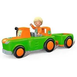 Sieper GmbH SIKU 0147 - Toddys Frank Farmy, Traktor, Spielzeugauto mit Rückziehmotor und Spielfigur, grün/orange