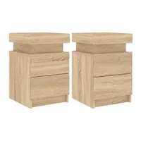 VidaXL Nachttische mit LED-Leuchten 2 Stk. Sonoma Eiche 35x39x55