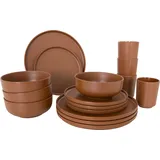 Bo-Camp Patom Reise Essgeschirr Teller Becher 16tlg braun