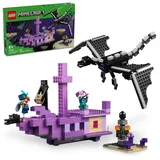 LEGO Minecraft 21264 Der Ender Drache und das Endschiff Bauset, Videospiel Spielzeug mit 2 Minecraft Minifiguren, Drachen Spielzeug Action Spielset für Kinder, Geburtstagsgeschenk für Jungen und