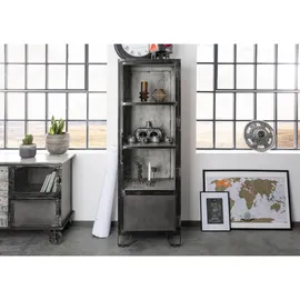 Massivmoebel24 Vitrine Mango 60 x 40 x 180 cm Grau