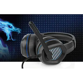 Nedis Gaming Headset Über Ohr Surround USB Type-A Klappbarer Mikrofon 2.10 m LED (Kabelgebunden), Gaming Headset, Schwarz – Für lange Gaming-Sessions