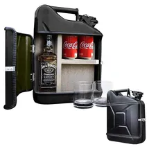 MikaMax 10L Kanister Bar, Männer, Abschließbare Minibar, Weinlagerung mit Flaschenhalter, Enthält 2 Gläser, Schwarz