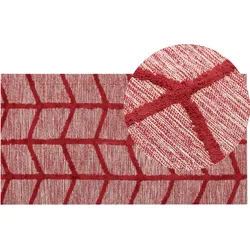 Teppich Baumwolle rot 80 x 150 cm geometrisches Muster SIVAS