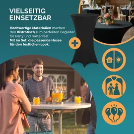 CASARIA Stehtisch Ø 70 x 110 cm Schwarz/Weiß klappbar