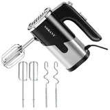 Jibenhome Handmixer 800W Elektrisch Handmixer, 5 Geschwindigkeiten plus Turbo, Handrührer mit Exit-Taste, 2 Knethaken & 2 Rührbesen schwarz