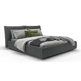 KAWOLA Bett HENRY Polsterbett Leder schwarz 140x200cm - Schwarz
