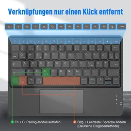 Fintie Kabellose Bluetooth Tastatur mit Touchpad für Samsung Galaxy Tab Schwarz
