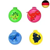 DiaryTown 4 Stück Runde Reise Haarbürste mit Spiegel, Haarbürste Klappbar Niedliche Cartoon Dinosaurier Klappbürste, Mini Klapp Haarbürste mit Spiegel für Frauen, Mädchen, Kinder