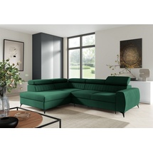 Fun Möbel Ecksofa Schlafsofa Sofa TORONTO Stoff Element Dunkelgrün Ottomane Links