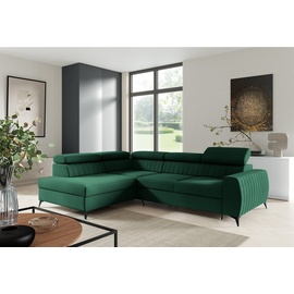 Fun Möbel Ecksofa Schlafsofa Sofa TORONTO Stoff Element Dunkelgrün Ottomane Links