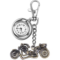 JewelryWe Neuheit Taschenuhr Klassische Schlüsselanhänger Uhr Steampunk Fob Half Hunter Motorrad Anhänger Quarzuhr Halskette für Weihnachten, A-Bronze,