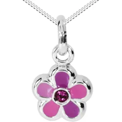 Kette mit Anhänger OSTSEE-SCHMUCK "Ostsee-Schmuck Kette mit Anhänger Blume Kette mit Anhänger Blume" Gr. 50, lila, Halsketten, Damen, 50cm, Silber 925 (Sterlingsilber), L: 40cm