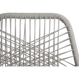 Mendler 2er-Set Gartenstuhl HWC-O12, Outdoor Sitz-/Rückenpolster Aluminium Seilgeflecht Rope ~ hellgrau, Bezug dunkelgrau