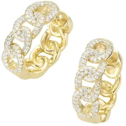Giorgio Martello Milano Klappcreolen in Panzerketten-Design mit Zirkonia, Silber 925 Creolen   Gold Damen 