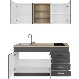 kochstation Küchenzeile Mali 150 cm E-Geräte graphit/grau matt-eiche sonoma