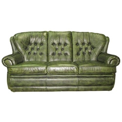 Salottini Chesterfield-Sofa 3er Sofa Chesterfield 3-Sitzer Couch Sting Deluxe Ledersofa, 1 Teile, Vollleder grün