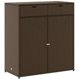 Willood Gartenschrank Braun 105x55x113 cm Poly Rattan Geräteschrank mit viel Stauraum, Beistellschrank Schrank mit Türen, Balkonschrank Terrassenschrank