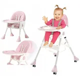 Hochstuhl 4in1 - Kinderstuhl Rosa - Kinderhochstuhl Babyhochstuhl - klappbarer Hochstuhl - Für Kinder - Rosa