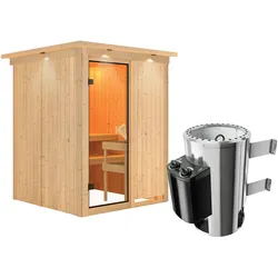 Karibu Sauna Minja -3,6kW230VOfen-Steuerung-Inkl.Dachkranz
