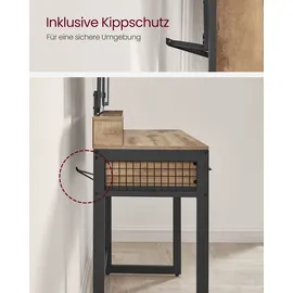 VASAGLE Schminktisch mit Hocker Eichenbraun-Schwarz