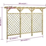 vidaXL Gitterzaun mit Pergola-Oberteil 300x50x200cm Kiefer Imprägniert