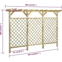 vidaXL Gitterzaun mit Pergola-Oberteil 300x50x200cm Kiefer Imprägniert