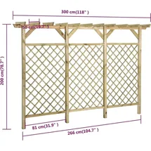 vidaXL Gitterzaun mit Pergola-Oberteil 300x50x200cm Kiefer Imprägniert