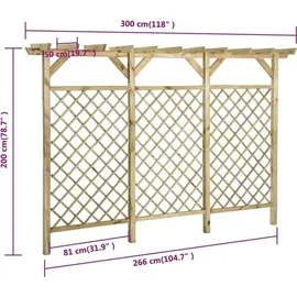 vidaXL Gitterzaun mit Pergola-Oberteil 300x50x200cm Kiefer Imprägniert