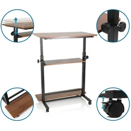 HJH Office Workstation II 80x50 cm Mobiler Computertisch mit Rollen, Laptoptisch, Schwarz/Walnuss 830070