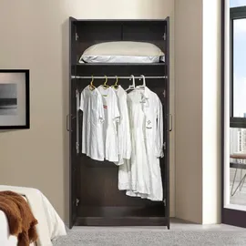 [en.casa] Kleiderschrank Finning 176x80x52 cm 1 Fach Walnuss, dunkel