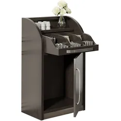 Besteckschrank | 55cm | Wenge/Schwarz | 1x Tür | Soft-Close | Besteckschränke, Besteckschrank Gastronomie, Kellnerstation